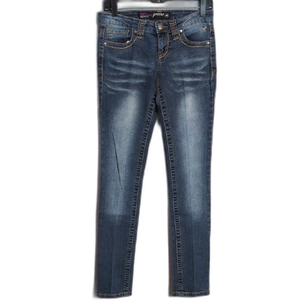 Grane Darcy Super Low Rise Skinny Jeans Button Pocket Juniors 5